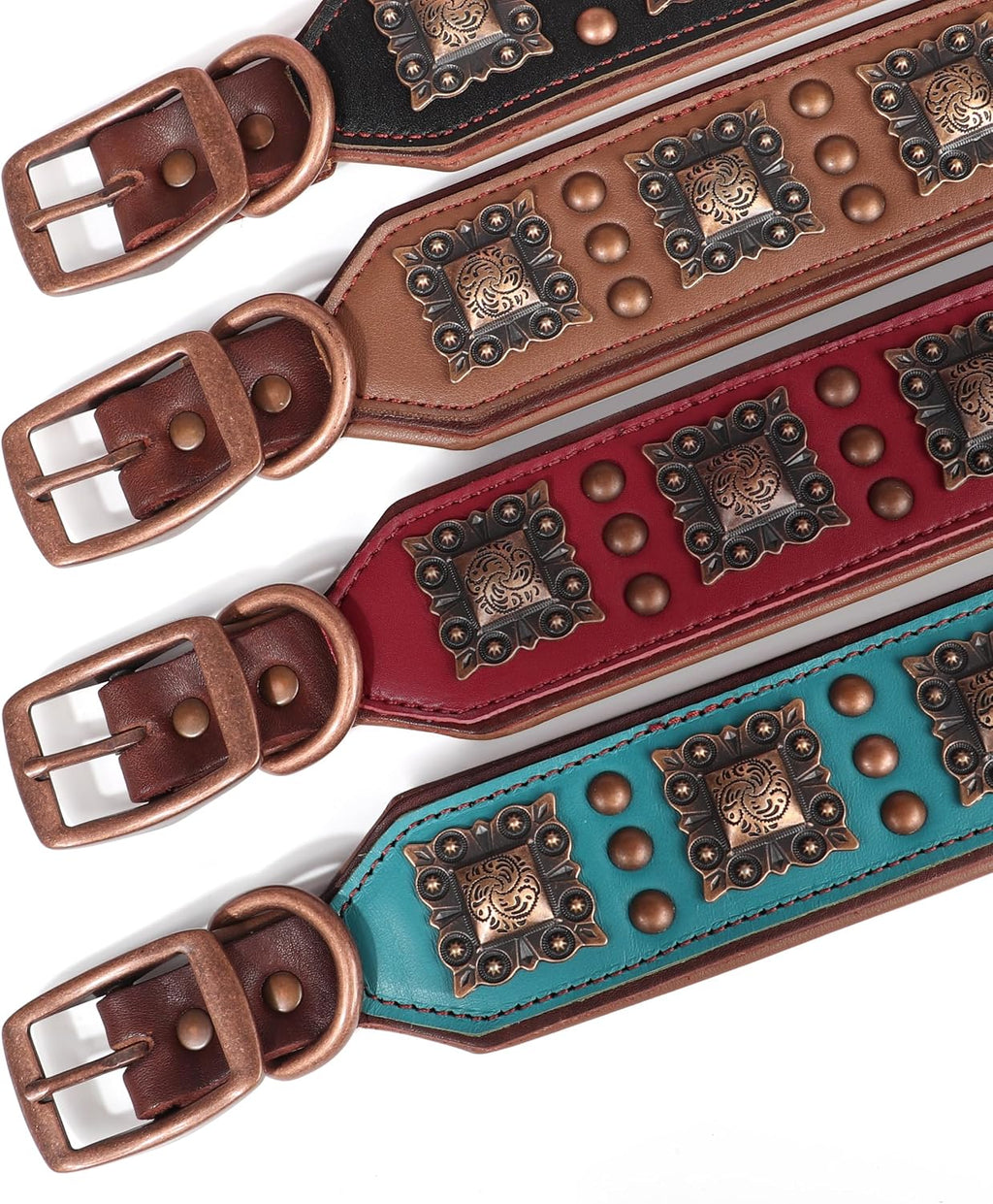 Genuine Leather Dog Collar, 2 inch Wide, Black,Neck 16-19"