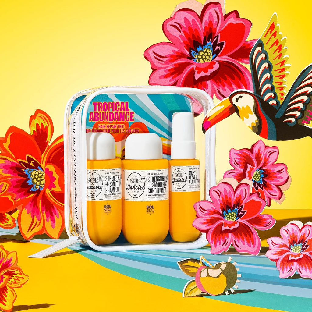 Tropical Abundance Hair Repair Trio Travel Set | Jet Set | Sulfate Free Brazilian Joia Shampoo and Conditioner |