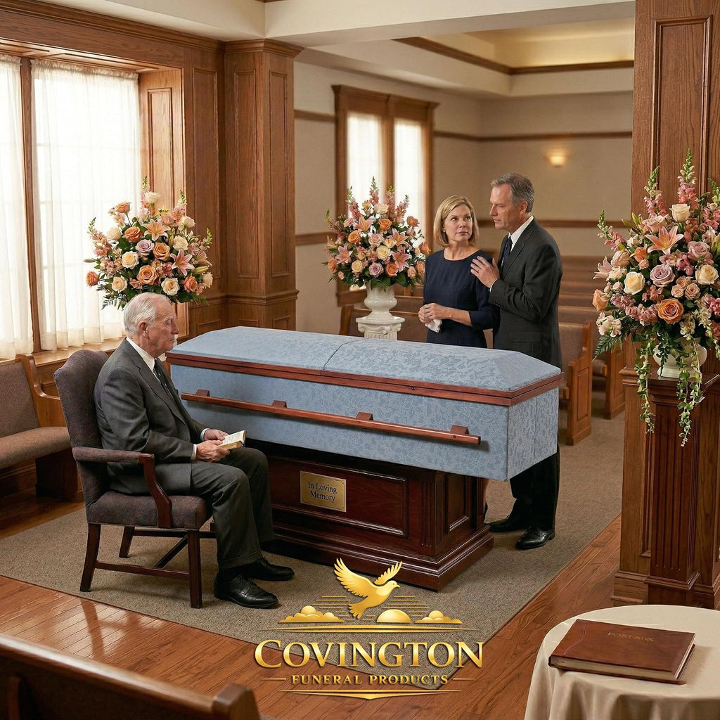 Serenity Dark Burial Casket, Lightweight Cloth Covered Funeral Casket Coffin, Corrugated Cardboard Casket with Satin