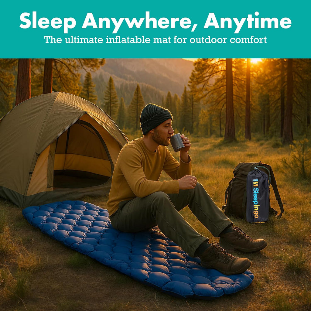 Ultralight Sleeping Mat - Inflatable & Compact Camping Air Mattress for Backpacking, Hiking- New