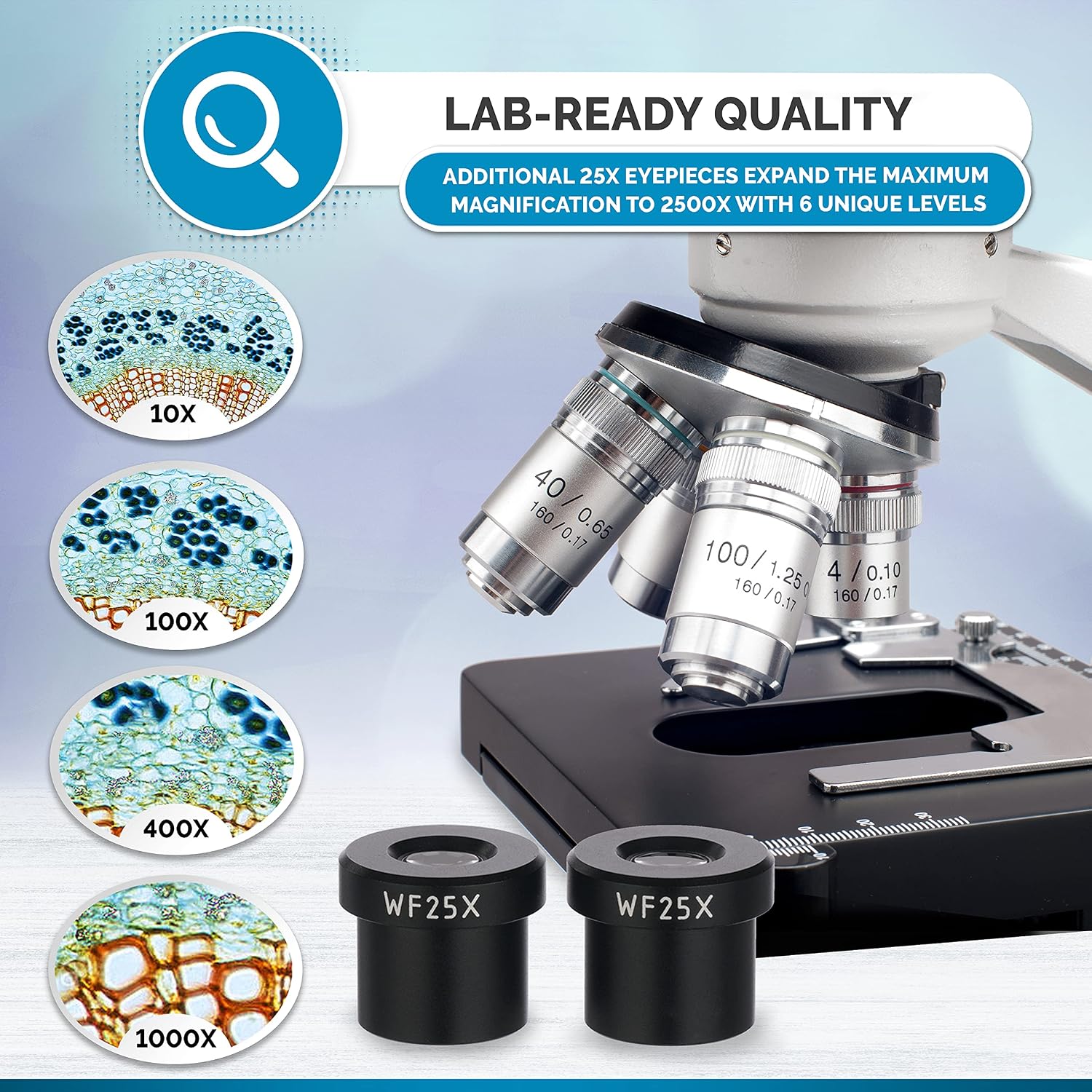 B120C-E1 Series & Professional LED Binocular Compound Microscope | 40X-2500X Magnification Range 1MP CMOS Sensor USB