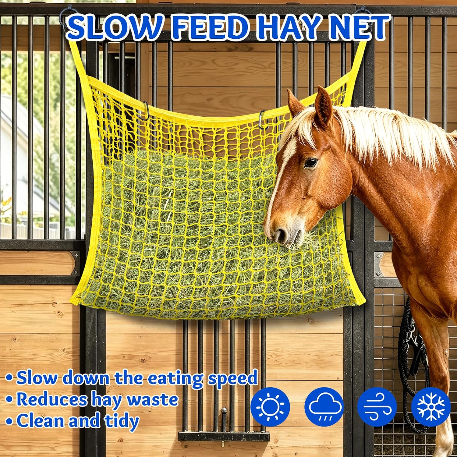 3 Pcs Hay Bags for Horses, Slow Feed Hay Nets for Horses Goat Sheep, Large Capacity Hay Feeder for Stall, Trailer