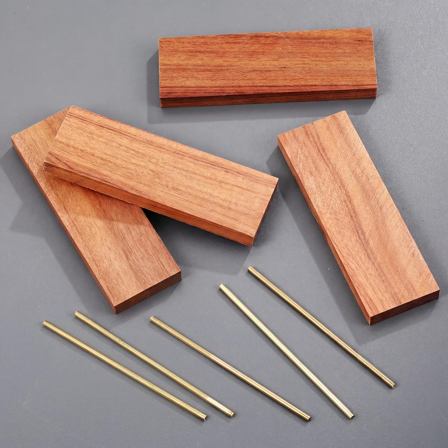 5 Pcs 3mm Brass Rod with 4 Pcs Ironwood Knife Handle Scales for Knifes Making DIY Craft, Knife Handle Pins with