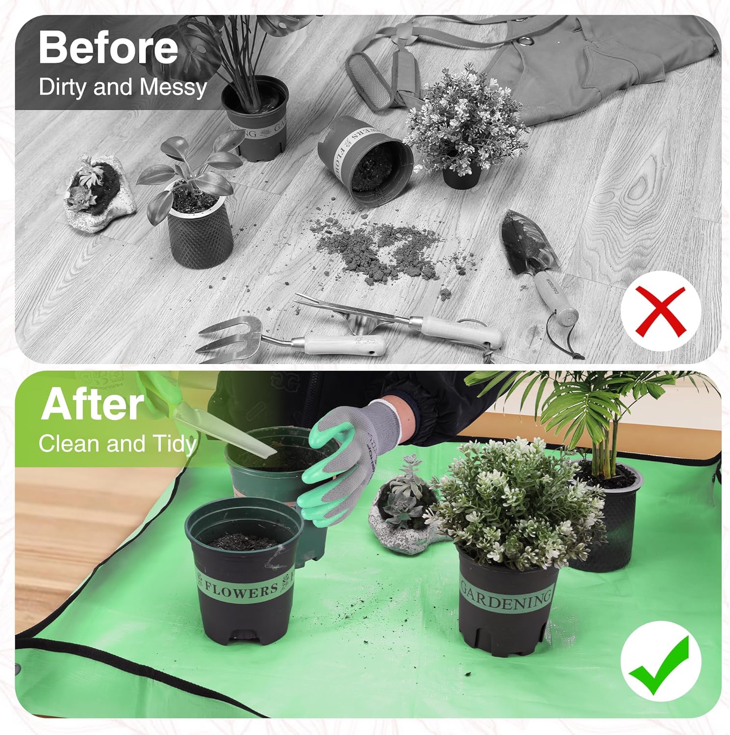 5PCS Aluminum Garden Tool Set, Powder Coating Compact Gardening Tool Set with Repotting Mat, Outdoor Garden Hand