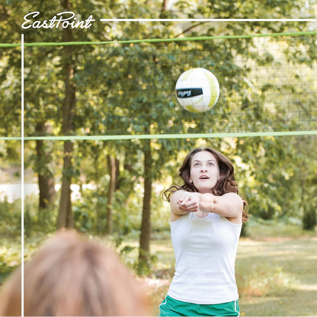 EastPoint Outdoor Games, Volleyball Net, Badminton Set, 4 Rackets & Ball | 2-In-1 Backyard Play, Height-Adjustable