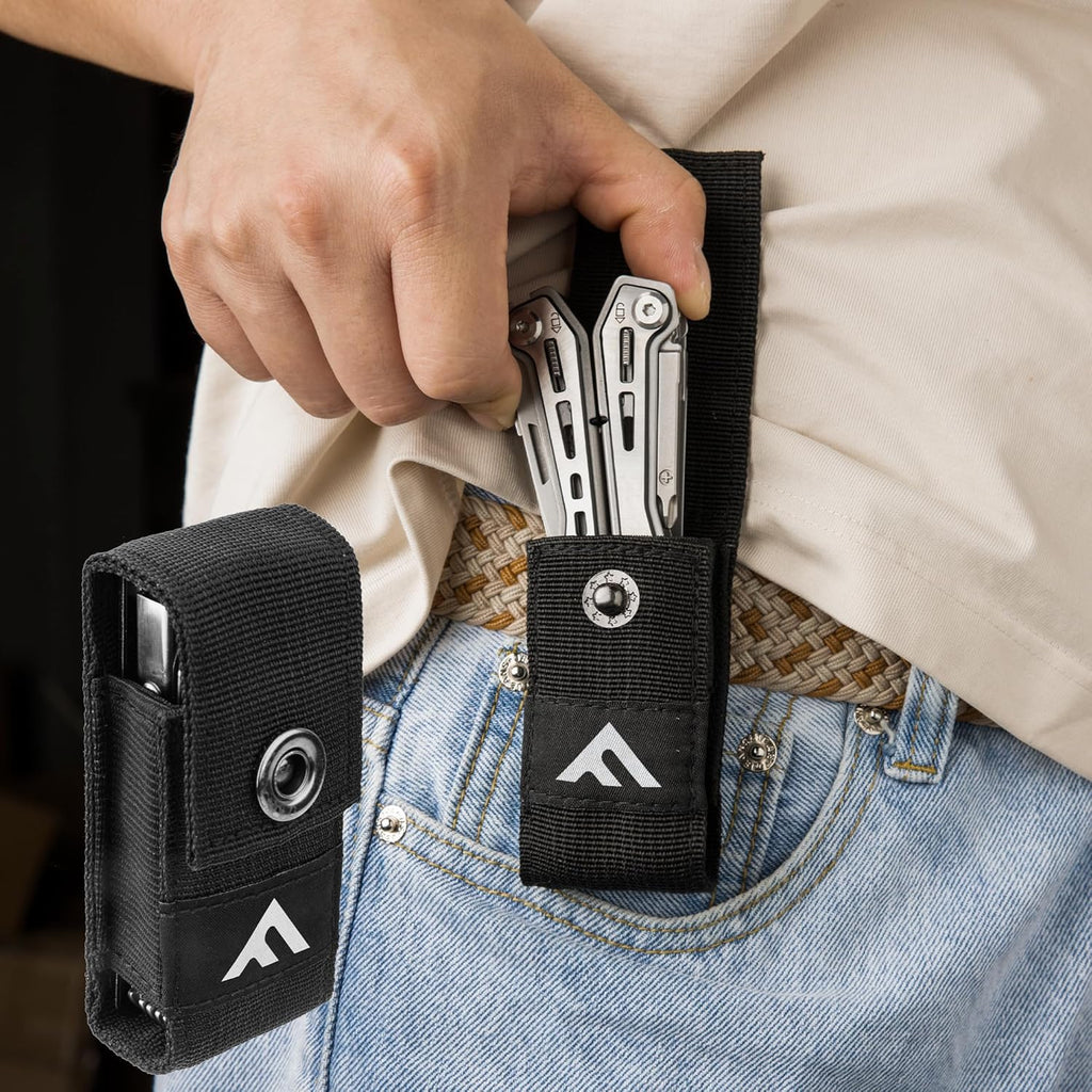 16-In-1 Multi Tool, EDC Multitool, Silver | Gift for Men, Stainless Steel, Pocket Knife, Pliers, Belt Clip, Oxford