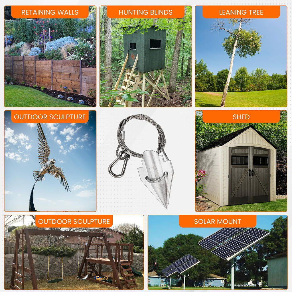 Earth Anchors 31" Set of 4 with Installation Rod - Ground Anchors Heavy Duty for High Winds - Swing Set Anchors