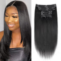 Affordable 14 Inch Yaki Straight Clip ins Human Hair Brazilian Yaki Straight Clip in Hair Extensions Unprocessed