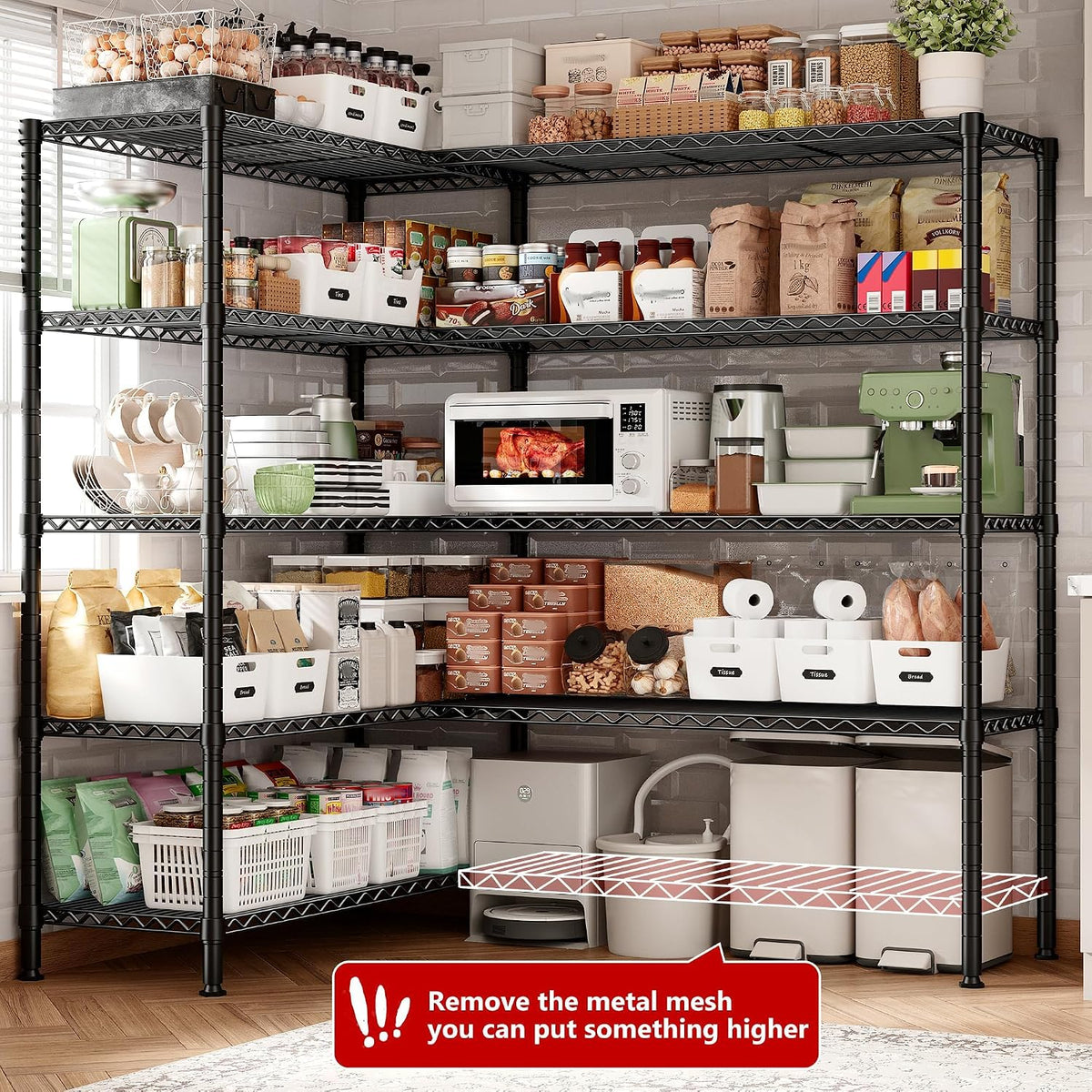 72.8" W Storage Shelves Load 1600LBS, 5 Tier Metal Shelving Unit