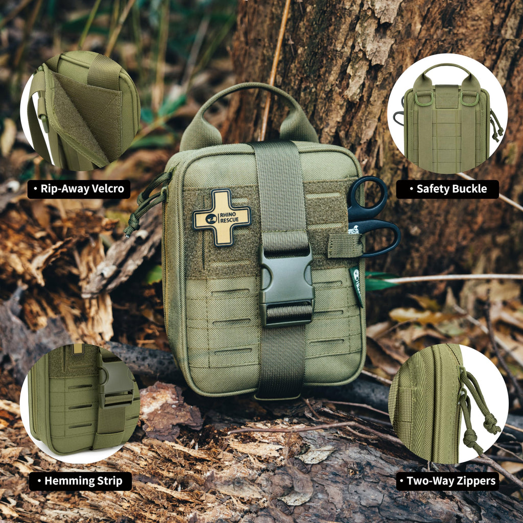 Survival First Aid Kit for Hiking, Backpacking Ranger Green