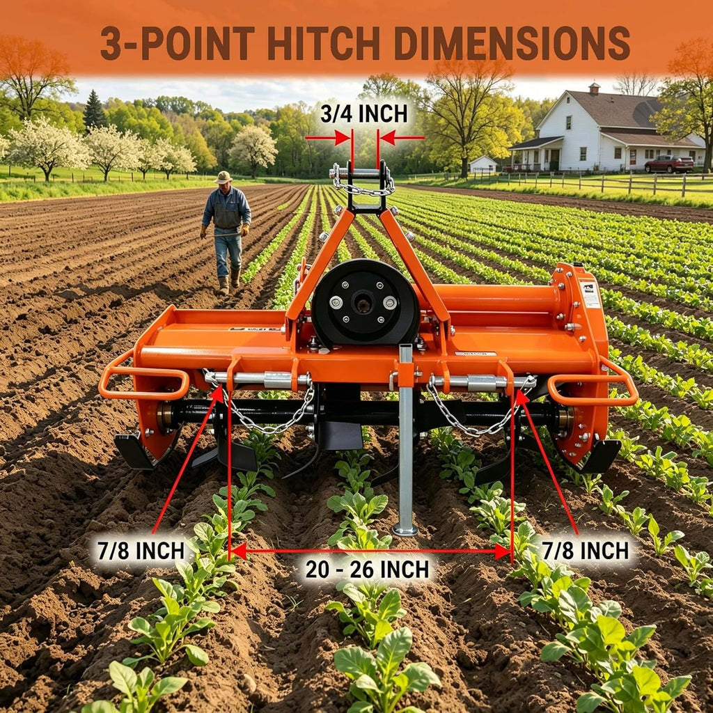 3 Point Hitch Rotary Tiller 42'' for Tractor Attachment, Fit 20-30HP Cat 1 Tractors, 540 RPM PTO Driven Cultivator