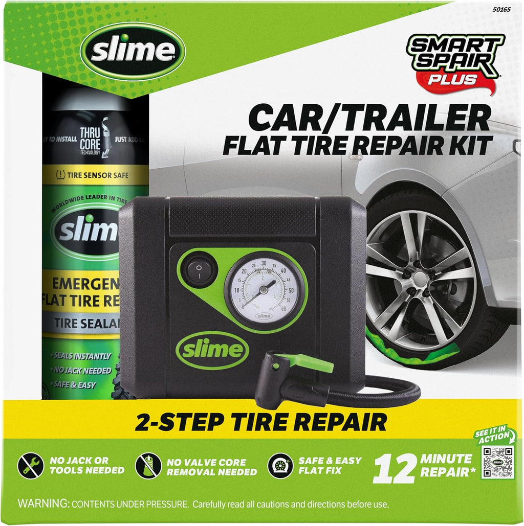 50165 Flat Tire Puncture Repair, Smart Spair Plus, Emergency Kit for Car Tires, Includes Sealant and Tire Inflator