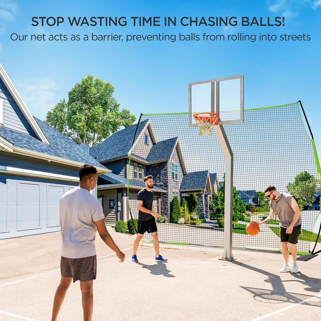 Lacrosse Backstop Net for Backyard Basketball Net Catcher Backstop Net | Portable Multisport Barricade Net Includes