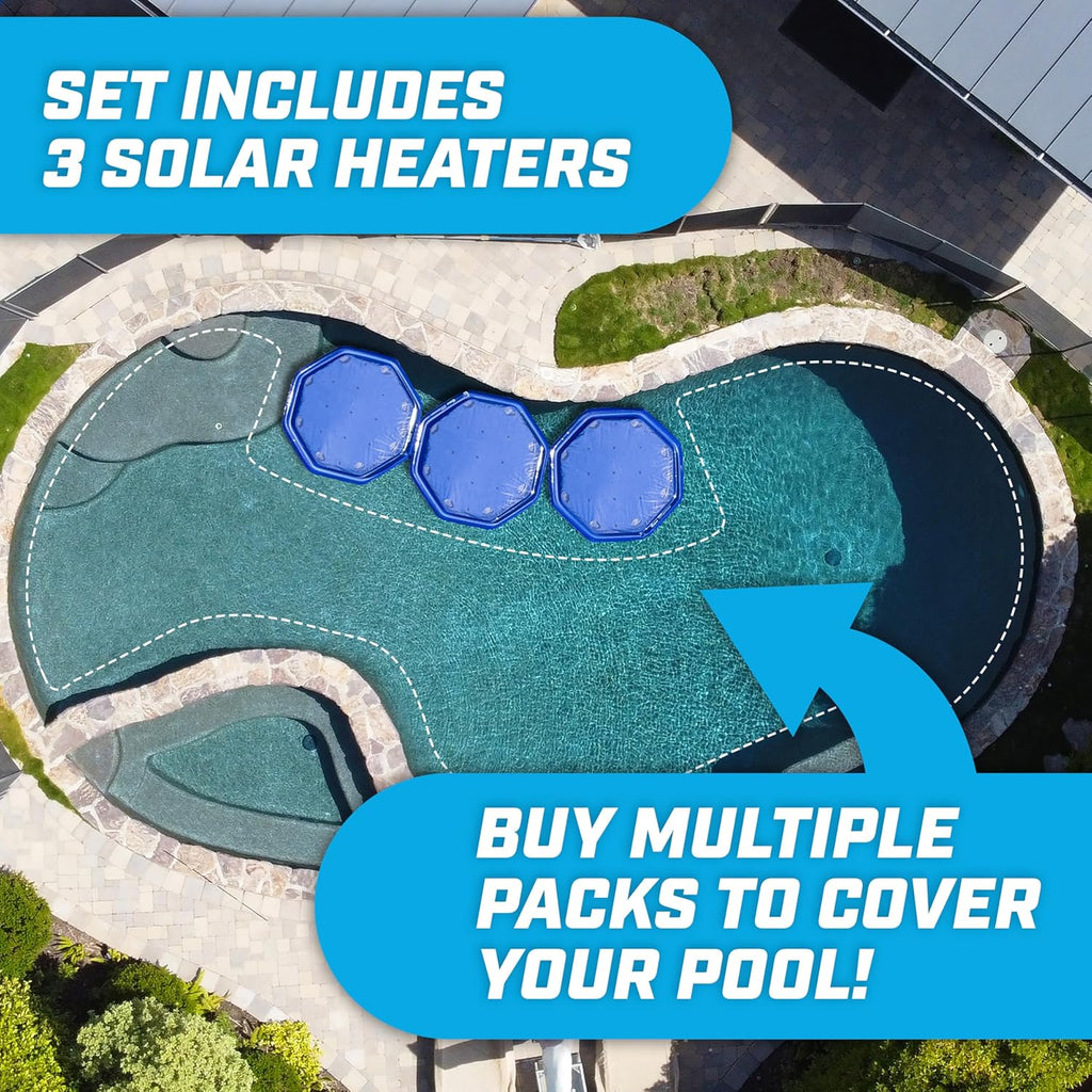 V2 Inflatable Solar Pool Heaters for Affordable Pool Heating and Insulation - 3 Pack
