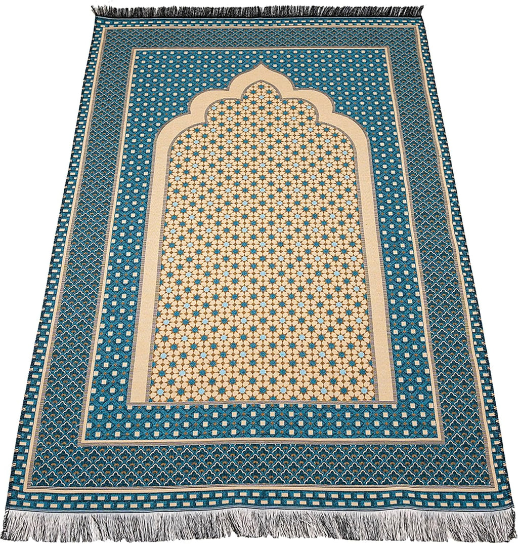 Turkish Islamic Prayer Mat Janamaz Sajjadah | Thin Woven Cotton Praying Rug Ramadan Eid Gift | Traditional Muslim
