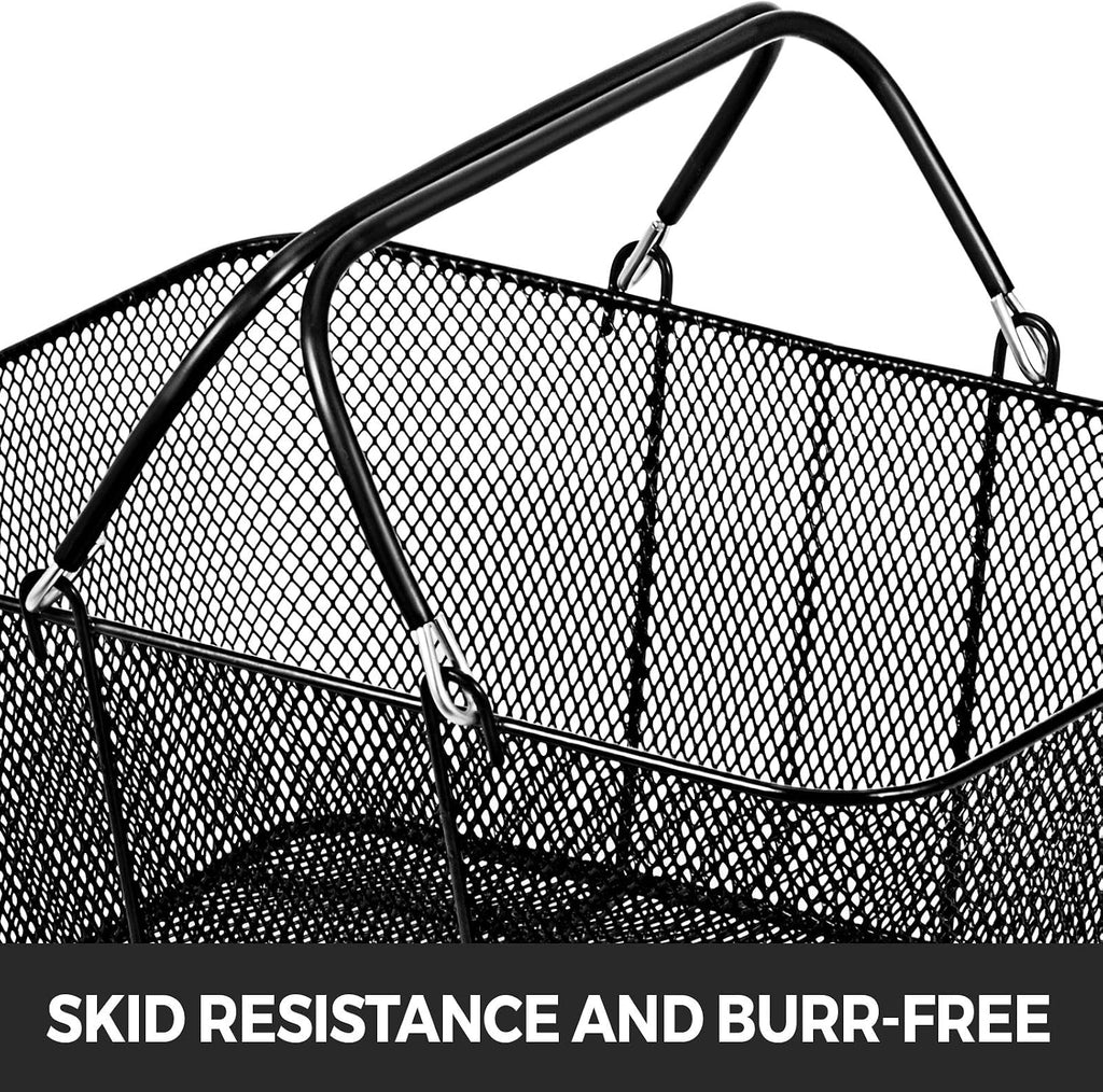 Mophorn 12PCS Shopping Baskets with Handles, Black Metal Shopping Basket, Portable Wire Shopping Basket, Black Wire
