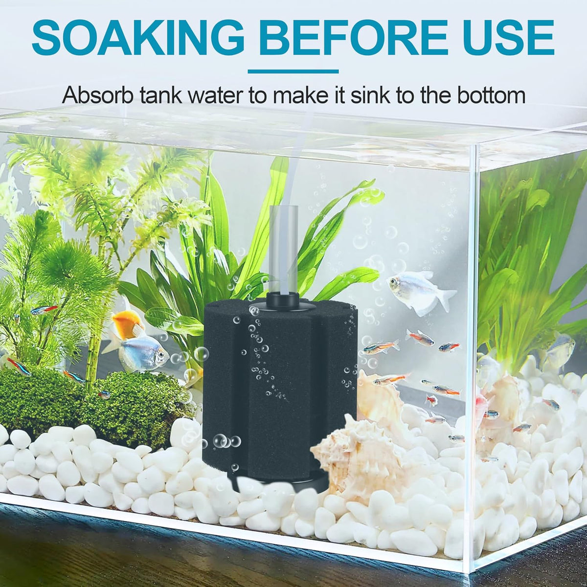 Large Aquarium Bio Sponge Filter, Fits Aquarium Tanks Up to 60 Gallons