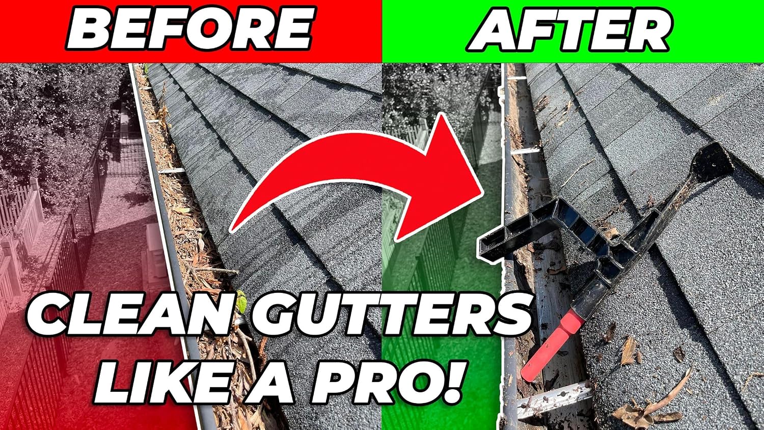 Gutter Cleaning Tool with Threaded Design to Attach to Standard Poles, Gutter Cleaning Spoon and Scoop with Hook to