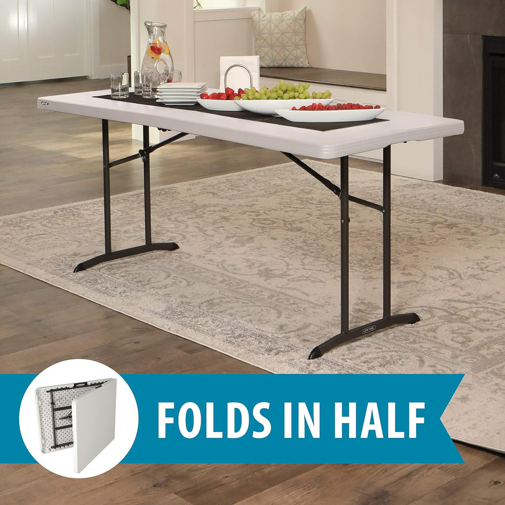 Commercial Fold-in-Half Table, 6-Foot, Almond