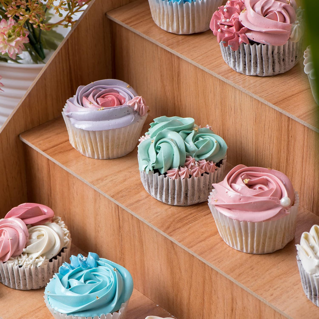 4-Tier Retail Wooden Display Riser - Farmers Market Craft Fair Display Rack - Candle Soap Display Stand for Craft