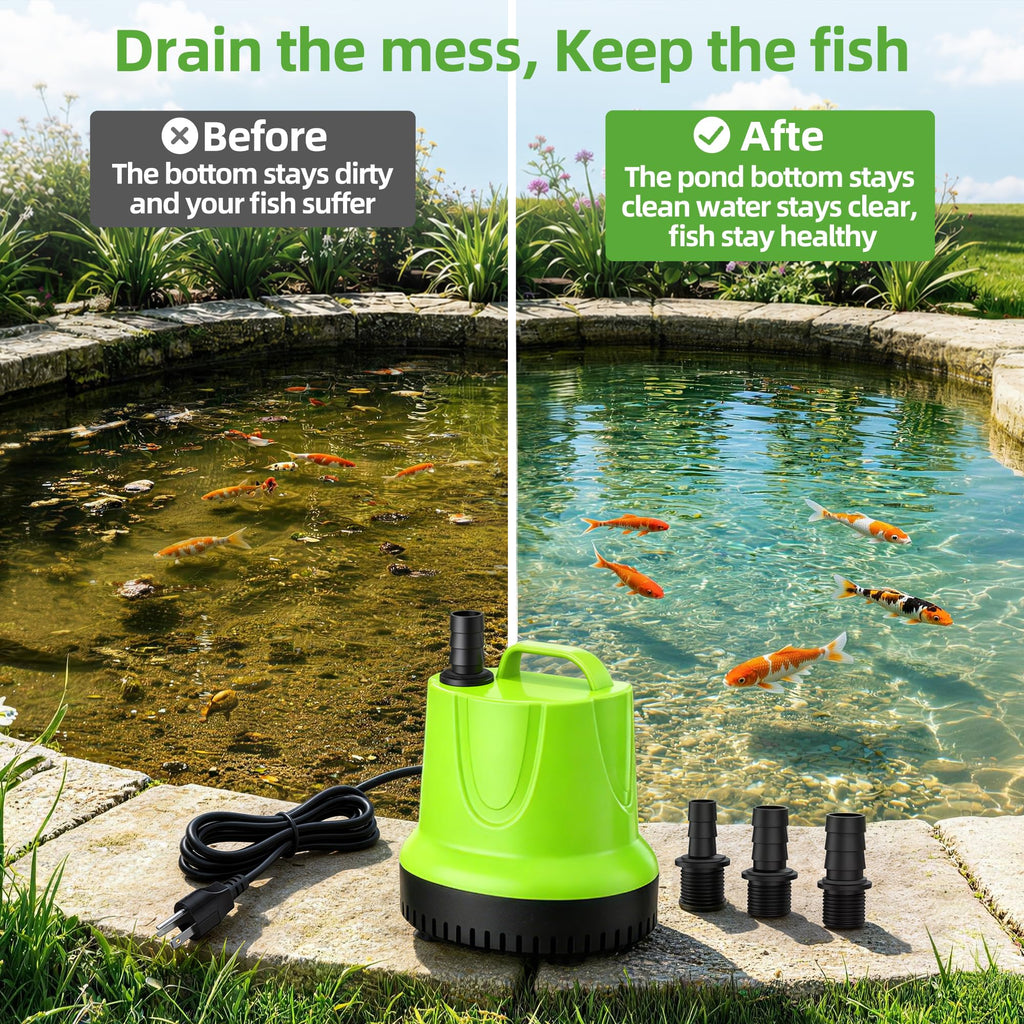 FREESEA Durable Small Pond Pump: 365+ days Continuous Operation