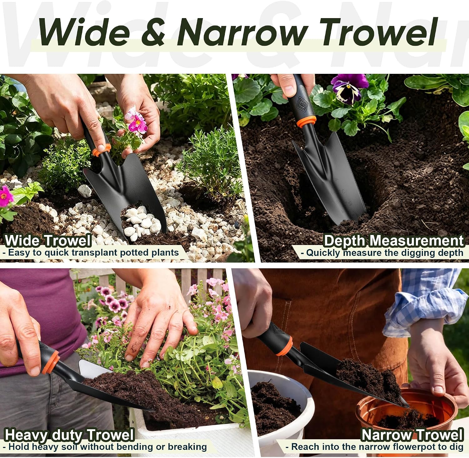 Gardening Tools, 12 Pcs Heavy Duty Garden Tools Set with Repotting Mat, Transplant Shovel, Hand Rake, Pruning Shears