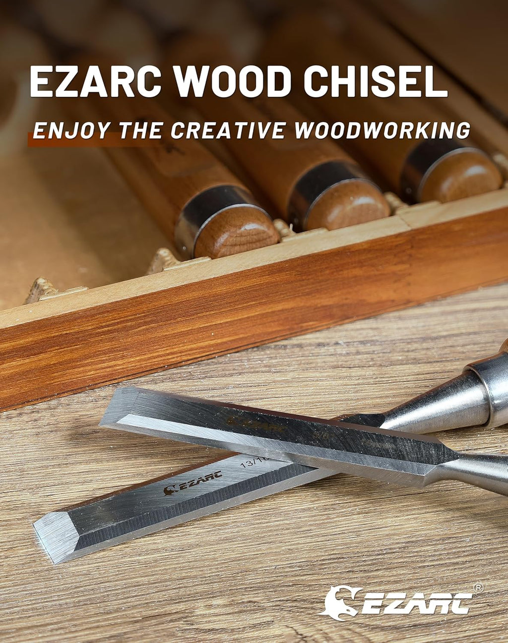 Wood Chisel Set, 6PCS 1/4-1 Inch CR-V Chisels with Wooden Case | Woodworking Carving Chisel Kit, CR-V Steel HRC60