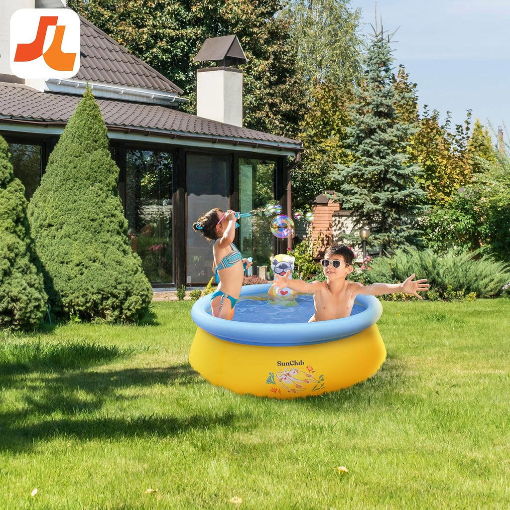 Sun Club 5 Foot 2 Person Outdoor Above Ground Blow Up Inflatable Kiddie Swimming Pool with 3D Sea Otter Spray