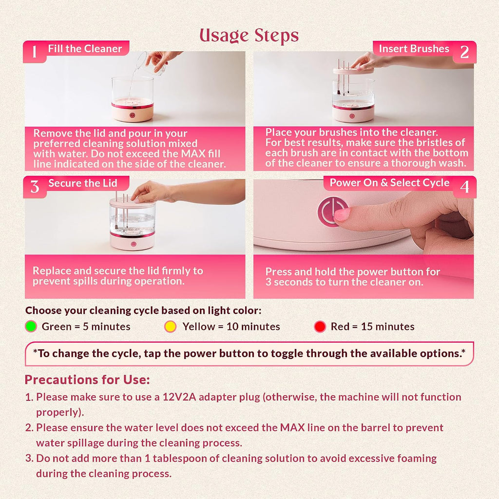 360° Makeup Brush Cleaner – Dual Spin Electric Makeup Brush Cleaning