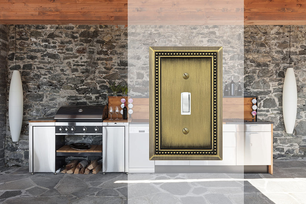 Sunken Pearls Heavy-Duty 1 Toggle Light Switch Plate, Antique Brass, 2 Pack