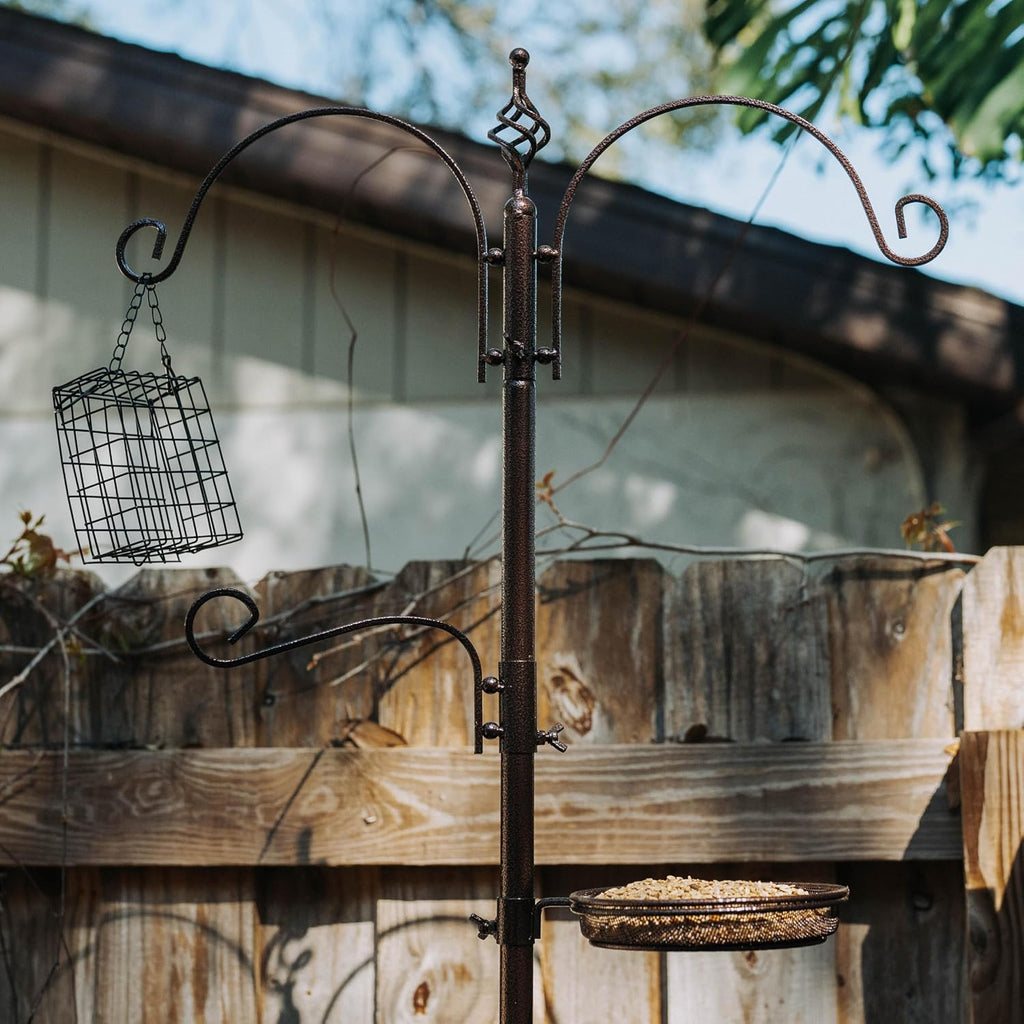Backyard Expressions 90" Bird Feeding Station for Outdoors, Heavy Duty Bird Feeder Pole with Squirrel Baffle