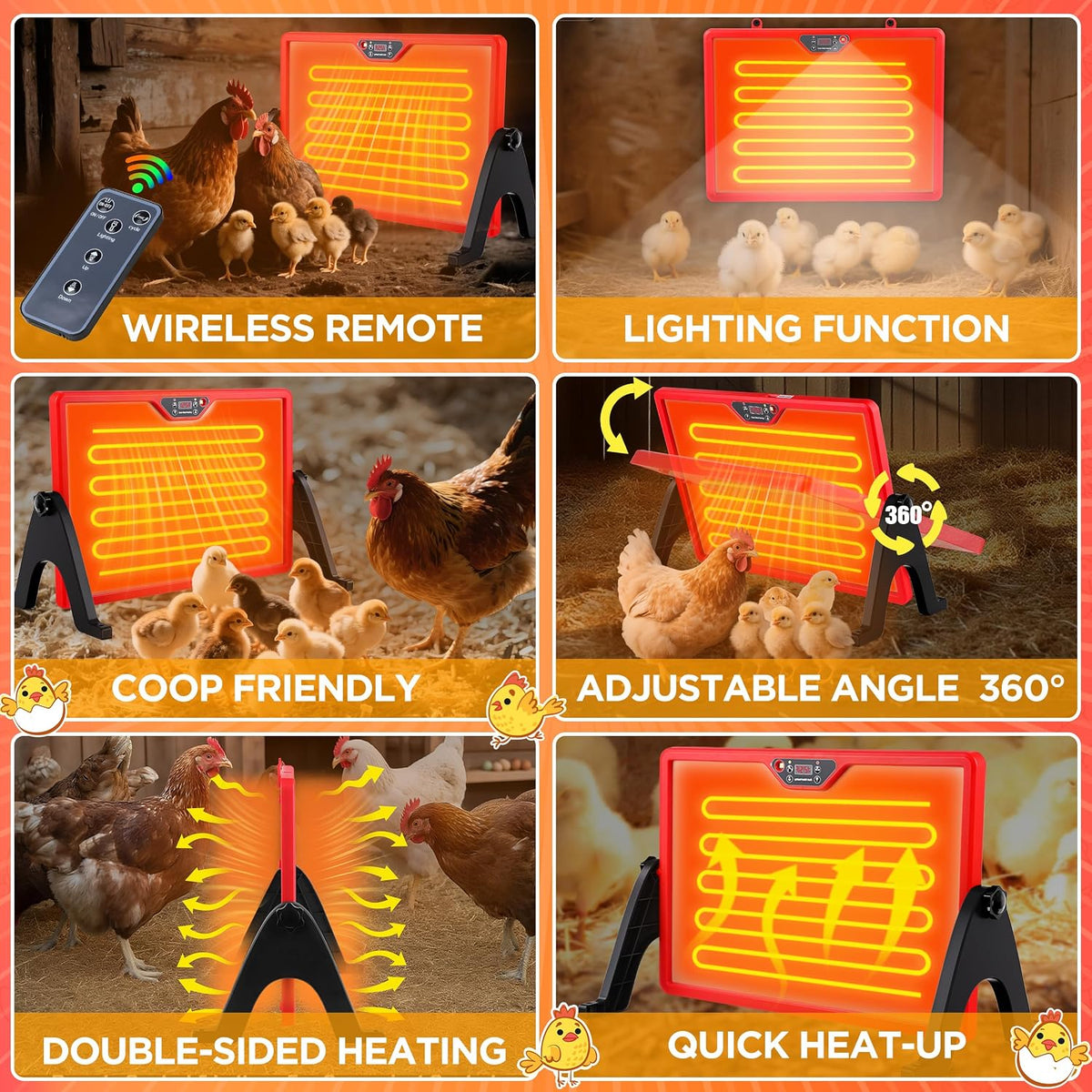 Chicken Coop Heater, Chicken Heater for Chicken Coop Accessories, Double Sided Brooder Plate for Chicks Timers and