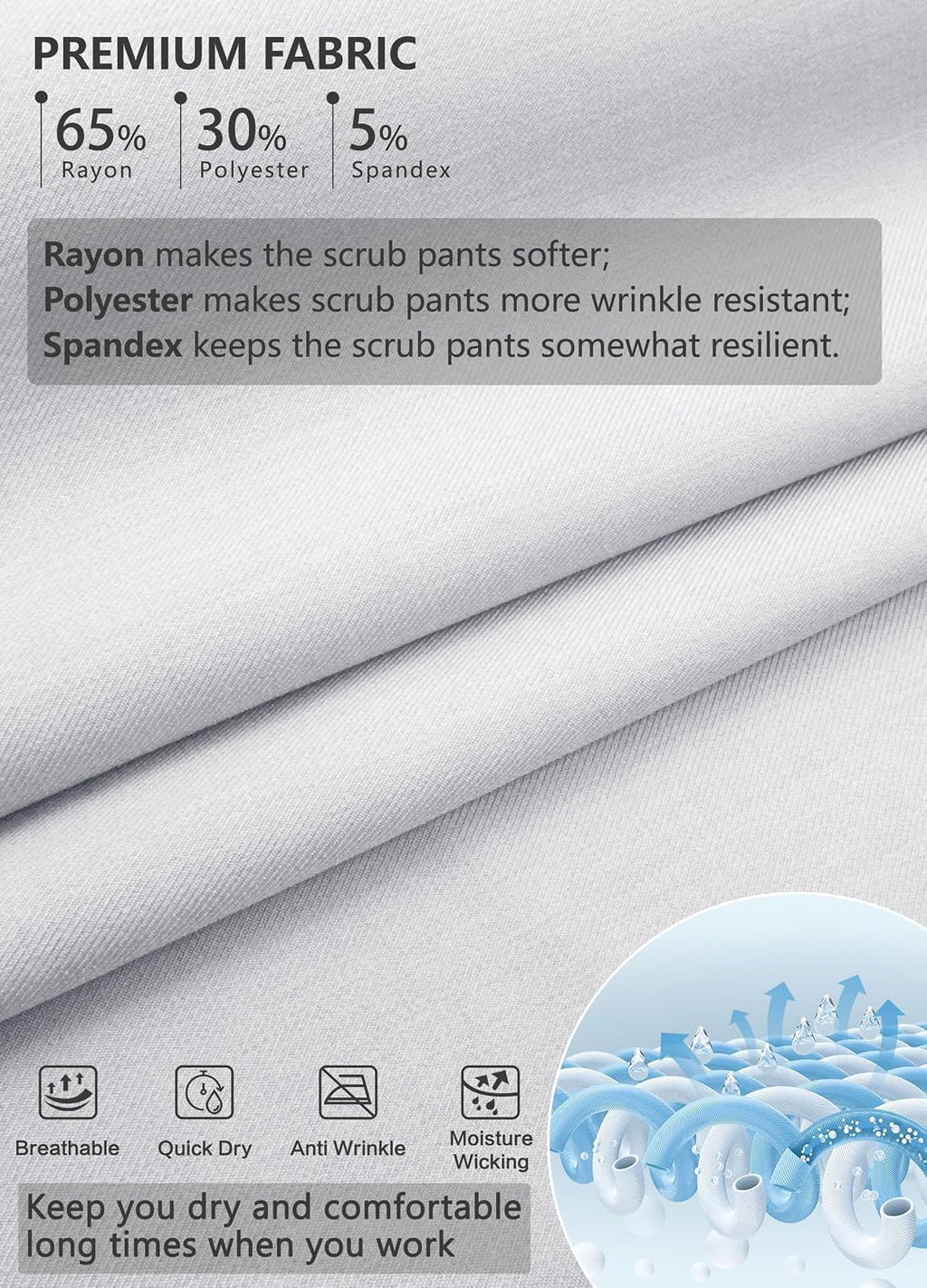 High Waisted Jogger Style Scrub Pants Petite White