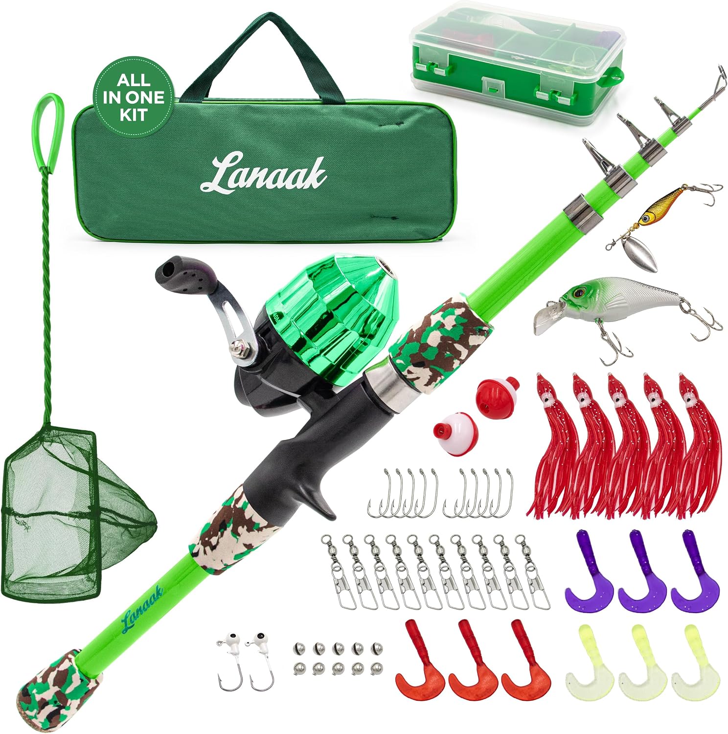 Kids - Toddler Fishing Pole & Tackle Box, Beginner Combo kit, for Ages 5-12