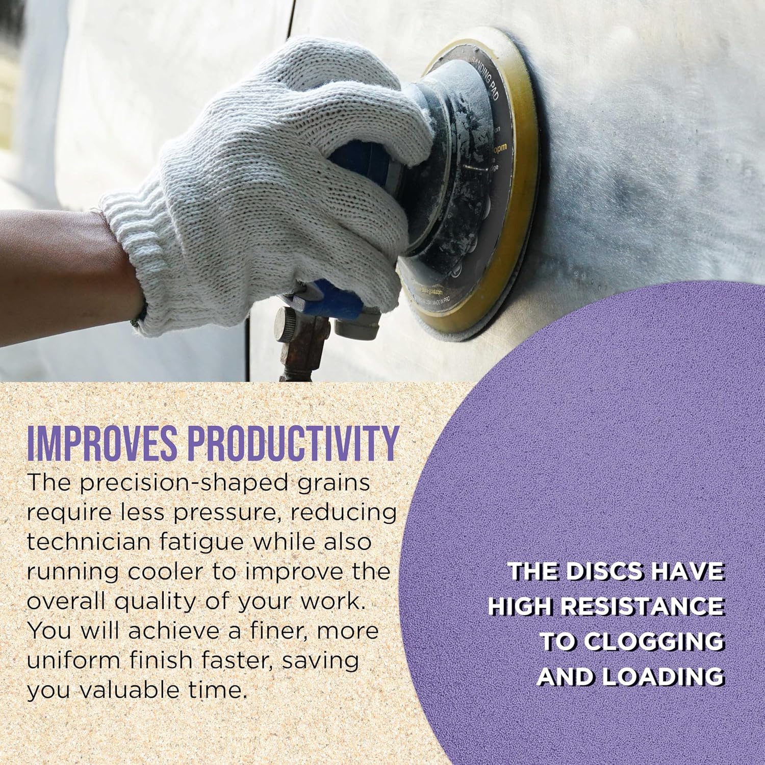 Premium 6" Purple Film Ceramic Sanding Discs, 50 Disc Variety Pack, Grits 60, 80, 120, 180, 220, 320, 400, 600, 800