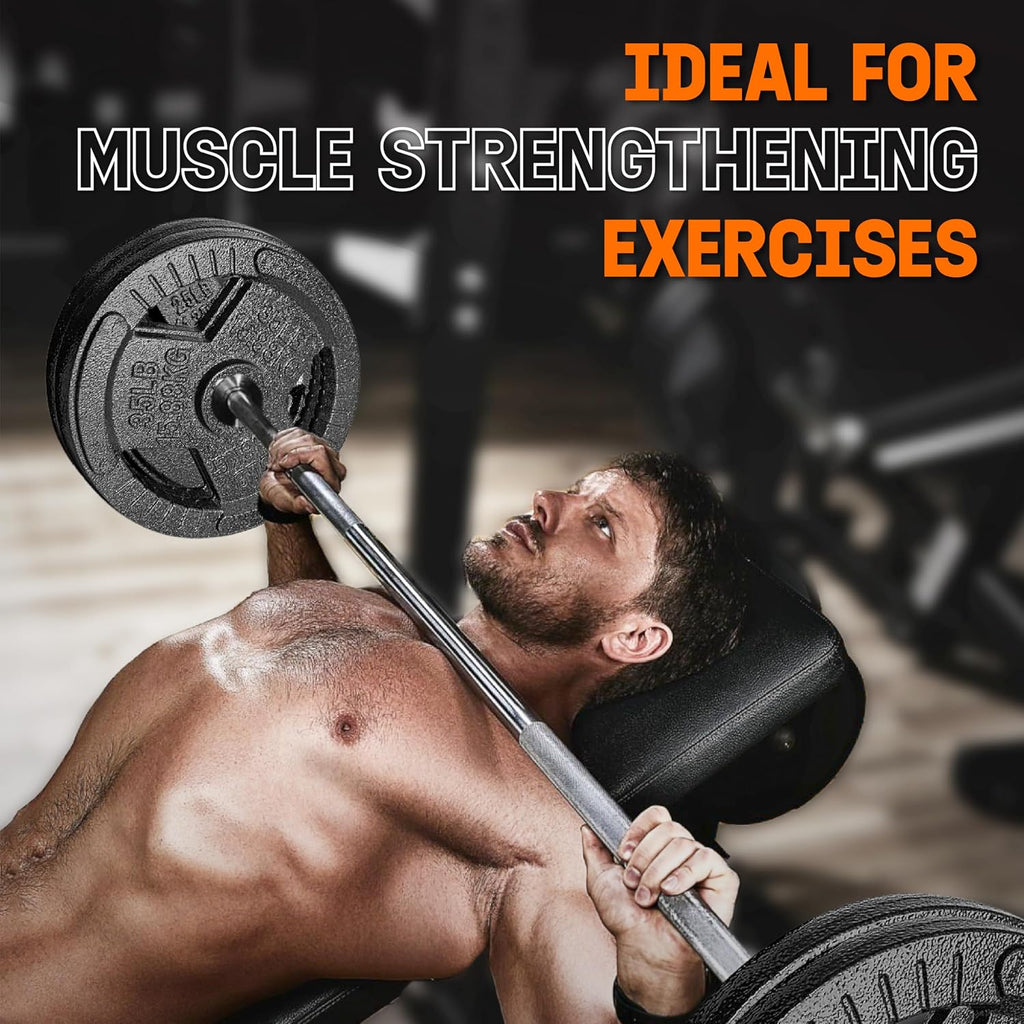Tri-Grip Handles Cast Iron Olympic Weight Plates, 2-Inch Weight Plates for Weight Lifting with Smooth and Durable