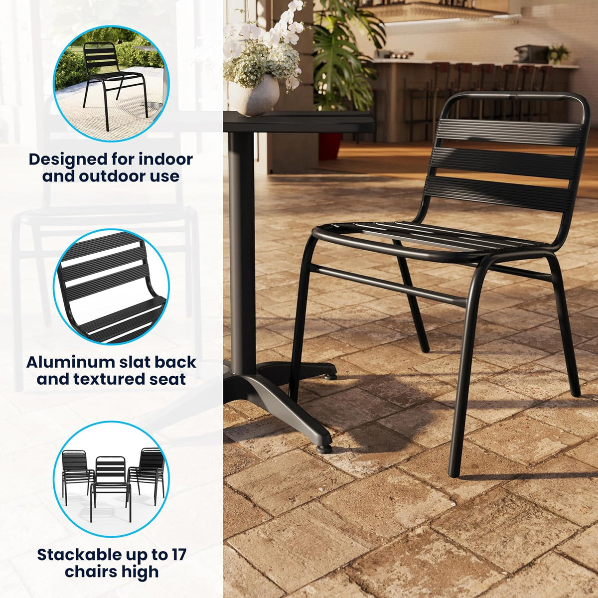 Black Stacking Metal Dining Chair