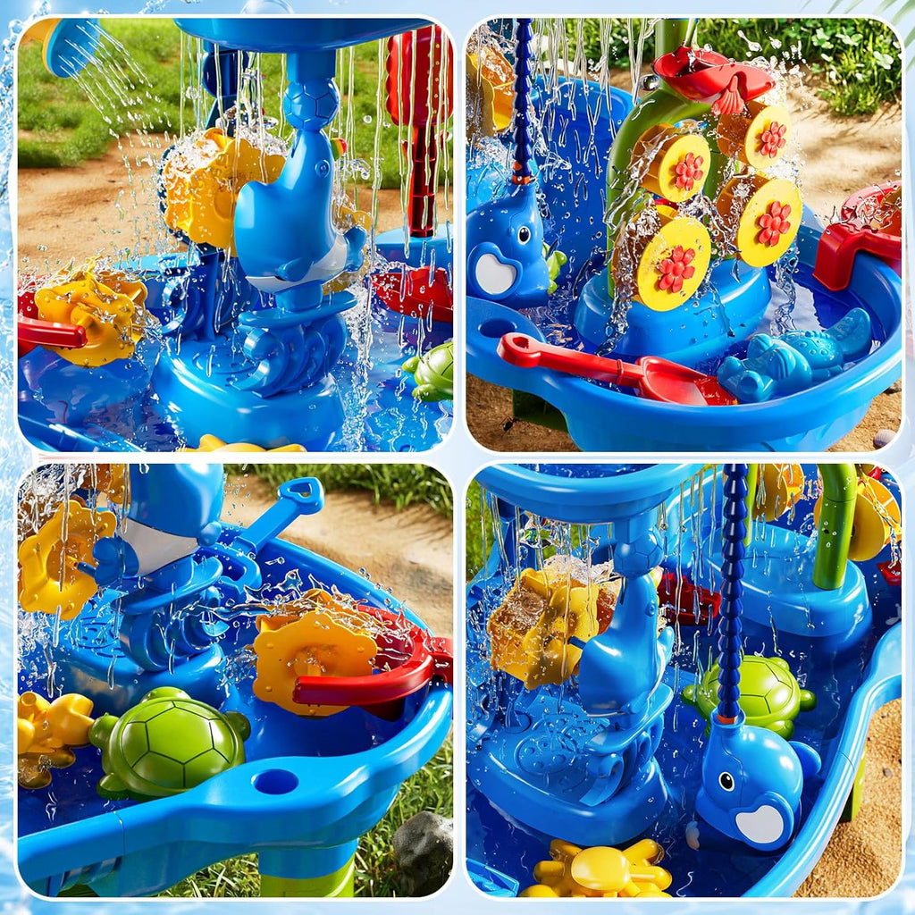 Water Table for Kids Ages 4-8 with Water Pump, Summer Outdoor Sand Water Table for Boys Girls, Kids Water and Sand