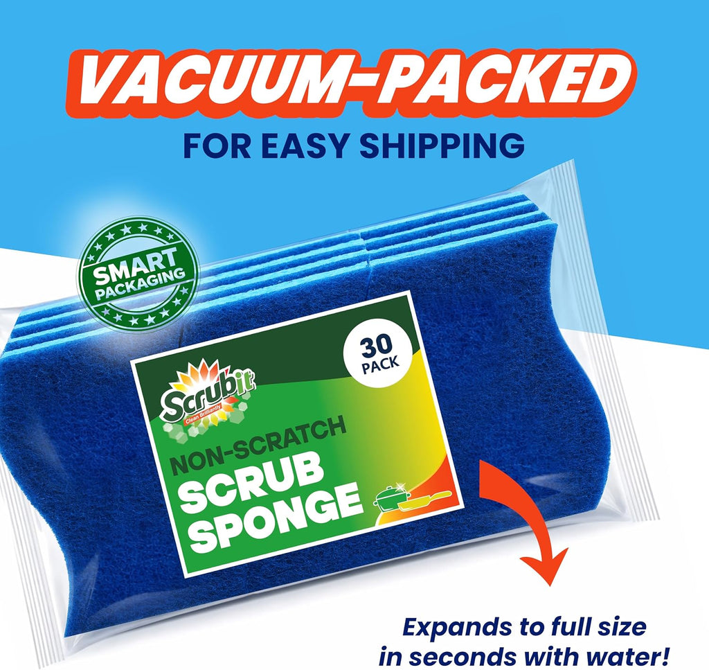 30 Pack Sponges for Kitchen and Household Use, Blue Dish Sponge, Kitchen Sponges, Non-Scratch Cleaning Sponges for