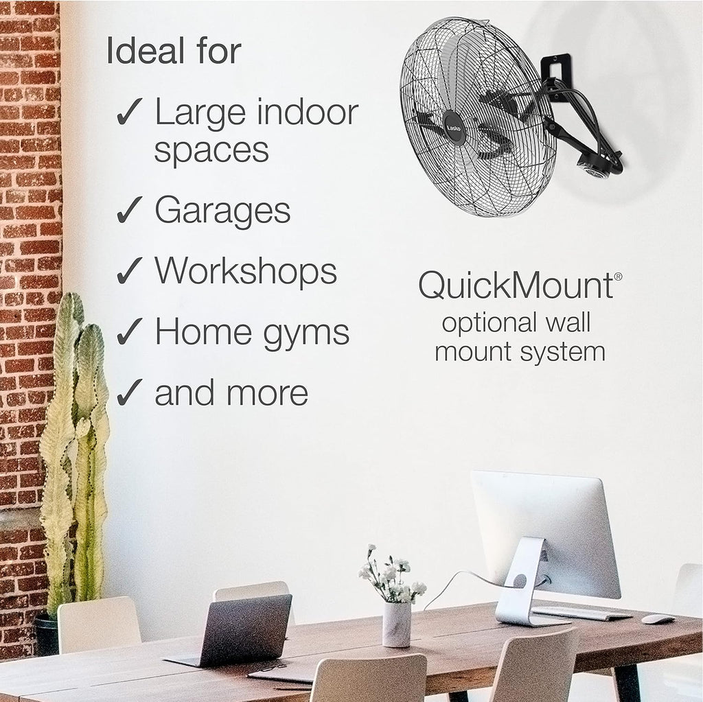 Lasko High Velocity Wall Mount and Floor Fan - 20" - H20660 - Black