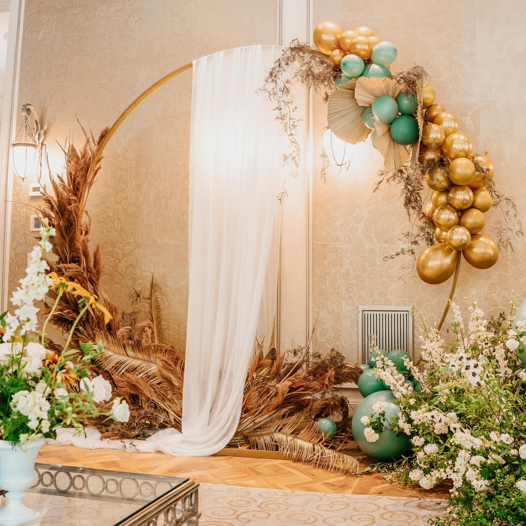 White Wedding Arch Draping Fabric Backdrop Drapes Sheer 2 Panels