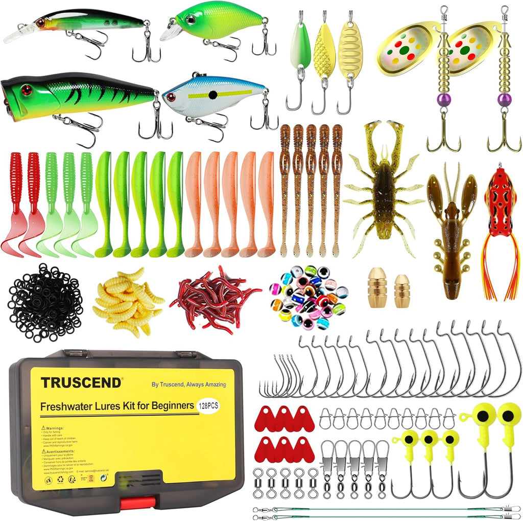 Complete Fishing Accessories - Tackle Box with Tackle Included, Fishing Hooks, Jig Heads, Sinkers, Weights, Swivels