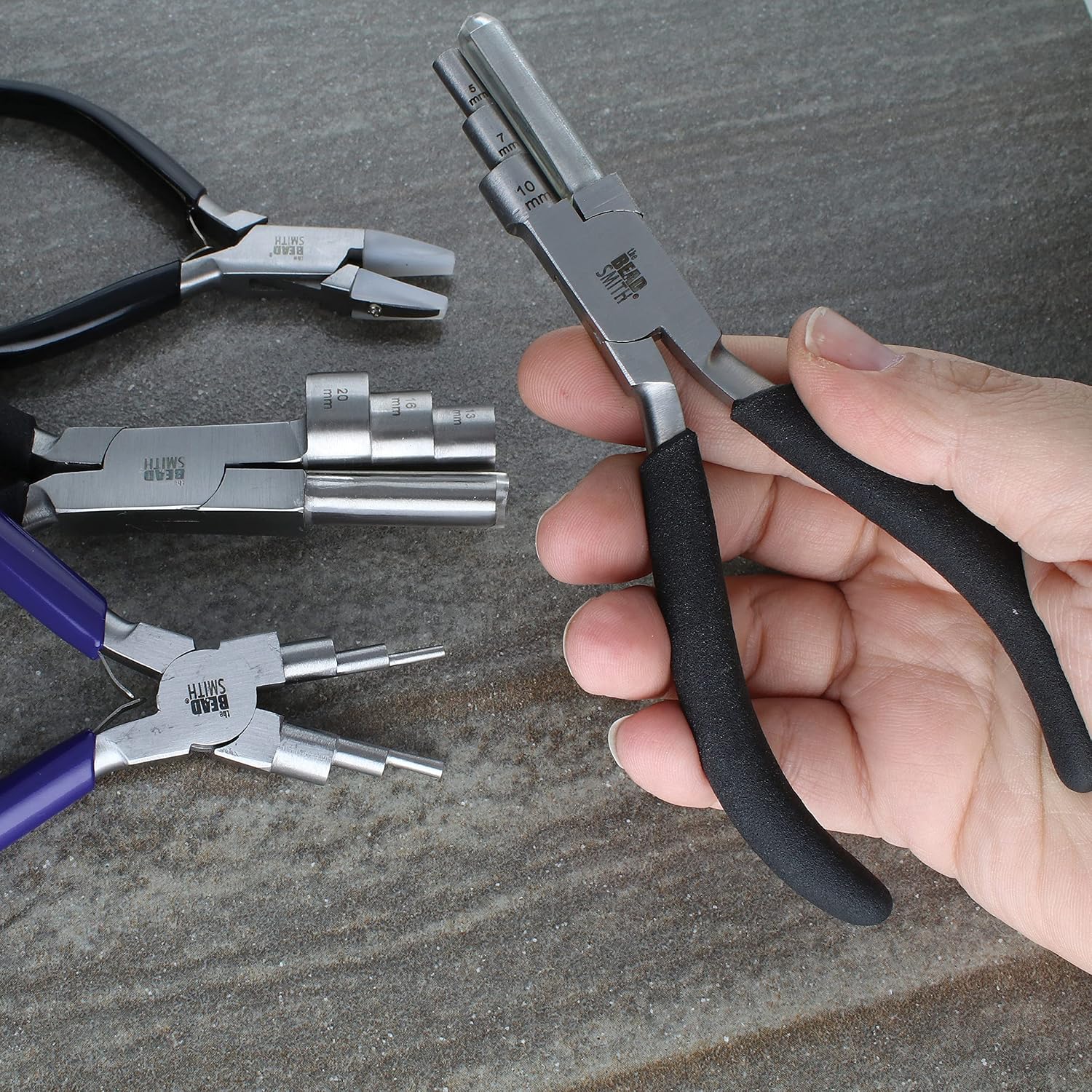 Wire Working Combo, 4-Piece Jewelry Making Set | 3 Different Wire Wrapping Pliers and Double Nylon Jaw Chain Nose