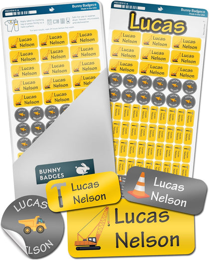 Personalized Daycare Name Labels for Kids (130 Labels) - Custom Waterproof Name Stickers for Clothing Tags, Water