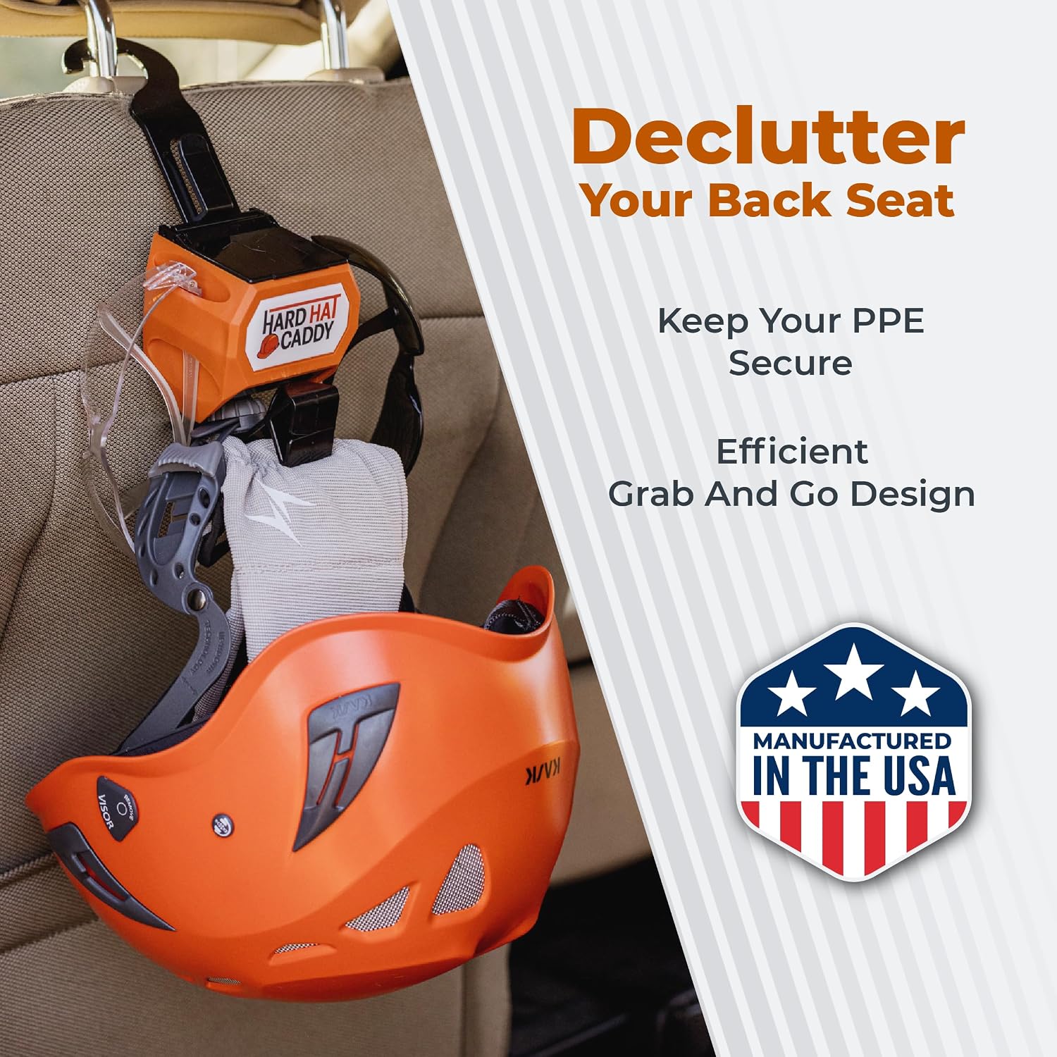Hard Hat Caddy, All in One PPE Organizer with Magnetic Backing, Belt Clip, & Hook, Compatible with Safety Gear Brands