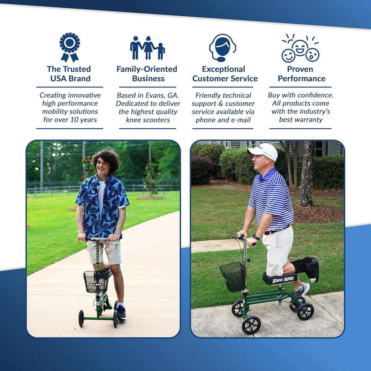 Steerable Knee Scooter Knee Walker for Adults for Foot Surgery, Broken Ankle, Foot Injuries - Foldable Knee Rover