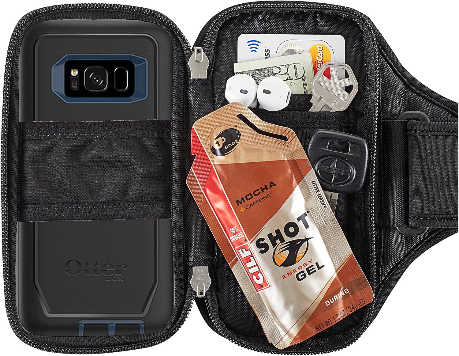 Entropy E8 Padded Running Armband Phone Holder, Fits Cases, M/L | Fits iPhone 17/16/15 Pro Max & Plus, Galaxy