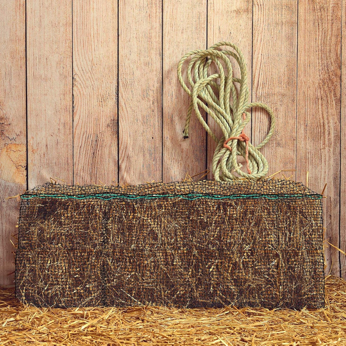 2 Pcs 47 x 20 x 20 Inch Large Square Bale Hay Net Horse