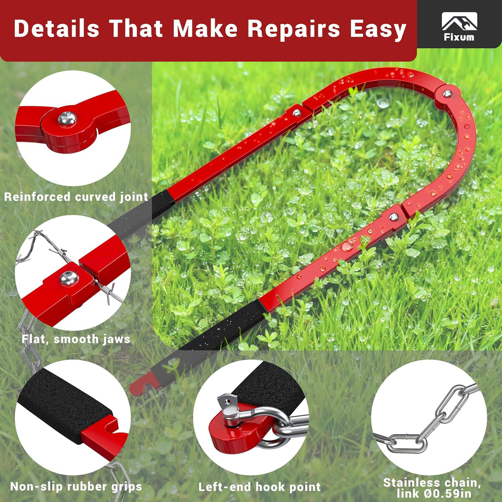 Fence Wire Fixer, Heavy-Duty Fence Stretcher Repair Tool, 15.4" Max Opening, Wire Tightener, Wire Tensioner as