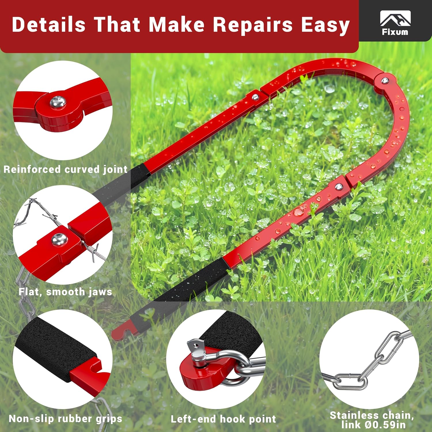 Fence Wire Fixer, Heavy-Duty Fence Stretcher Repair Tool, 15.4" Max Opening, Wire Tightener, Wire Tensioner as